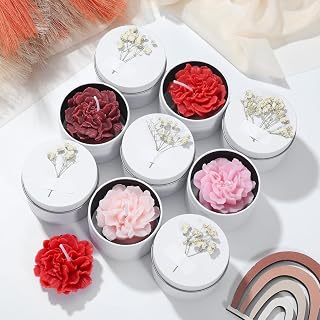 Threlaco 12 Pcs Flower Candles Scented Bridesmaid Gift Set Soy Wax Aromatherapy Candles Bulk for Wedding Bridal Shower Home Guests Women Valentines Mothers Day Anniversaries Favor(Red Gradient)