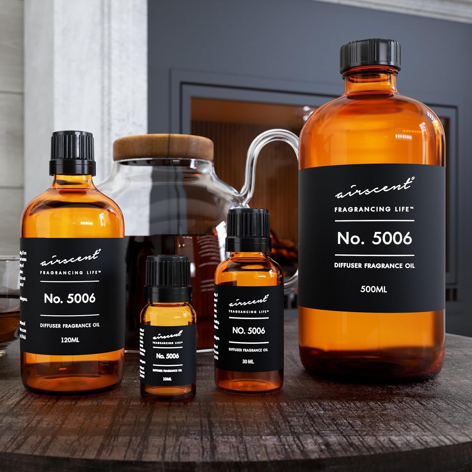 AirScent Diffuser Oil Inspired by TF's Ombre Leather - No. 5006 Perfume Dupe - Fragrance Oil Blend for Ultrasonic and Waterless Diffusers and Crafting - 120 ml, 4 fl oz Glass Bottle with Dropper