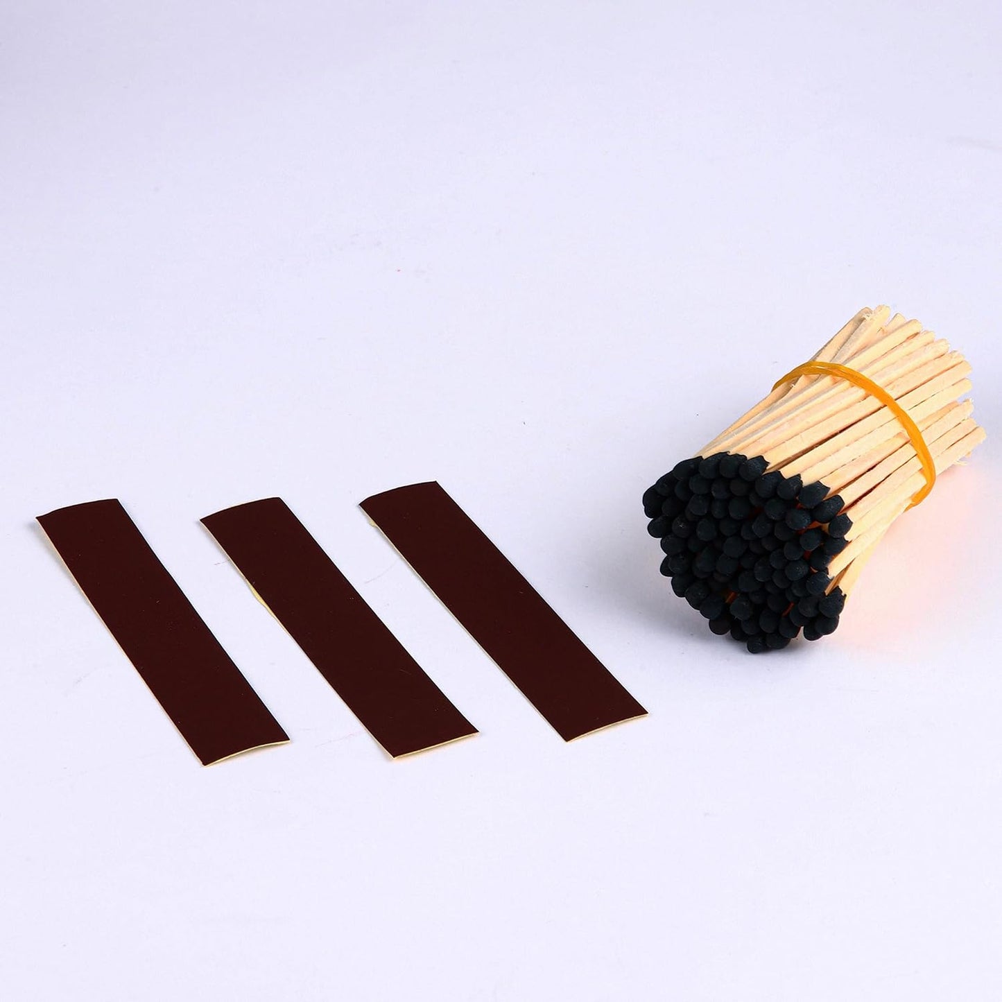 3'' Black Matches Included, Glass Match Holder with Striker, Glass Match Cloche with Striker, Matches in a Jar with Striker, Safety Matches Jar, Long Fireplace Matches for Fireplace BBQ Grill