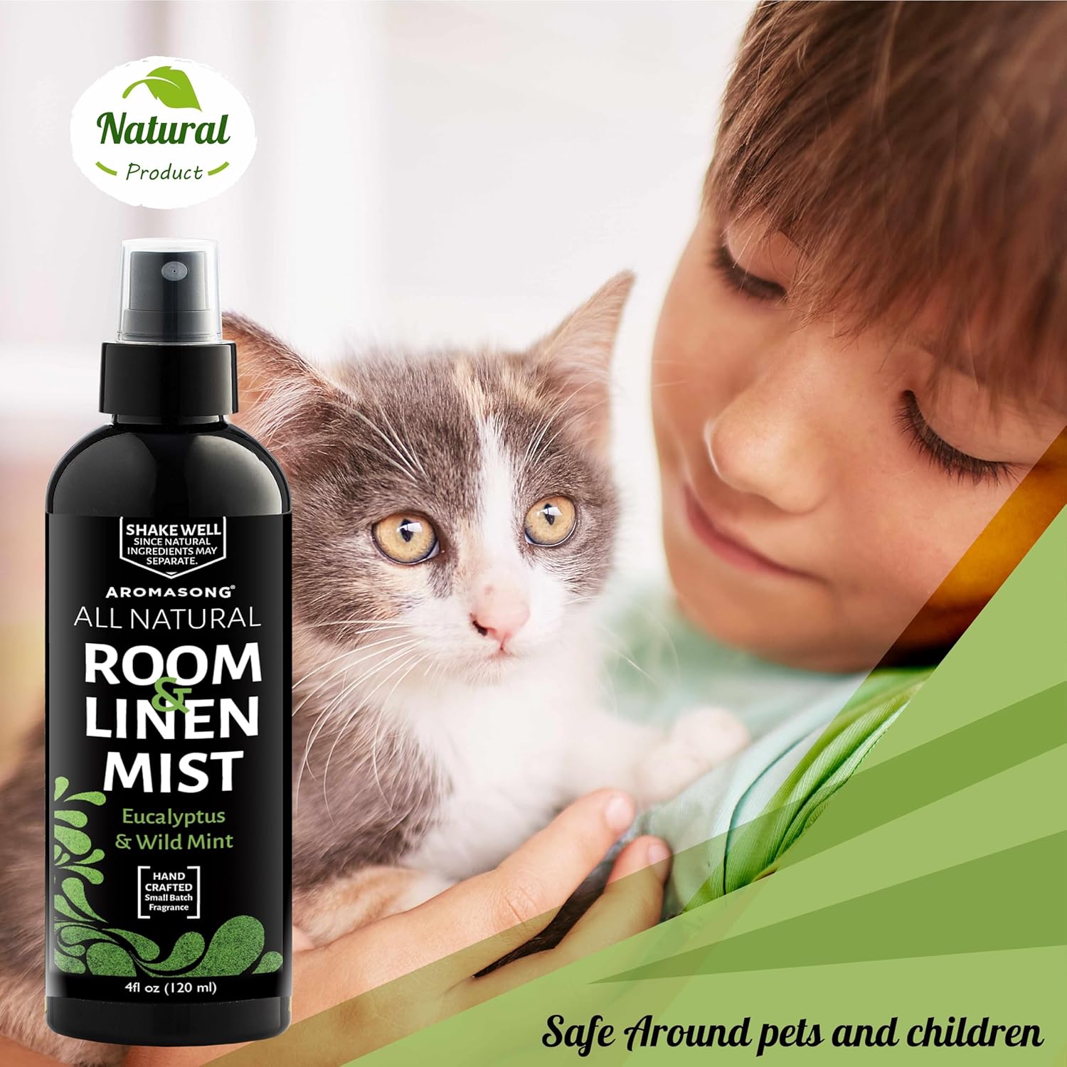 Aromasong Eucalyptus & Wild Mint Linen and Room Spray, Natural Aromatic Mist, Relax Your Body & Mind, Perfect as a Bathroom Spray Air Freshener Pillow Mist
