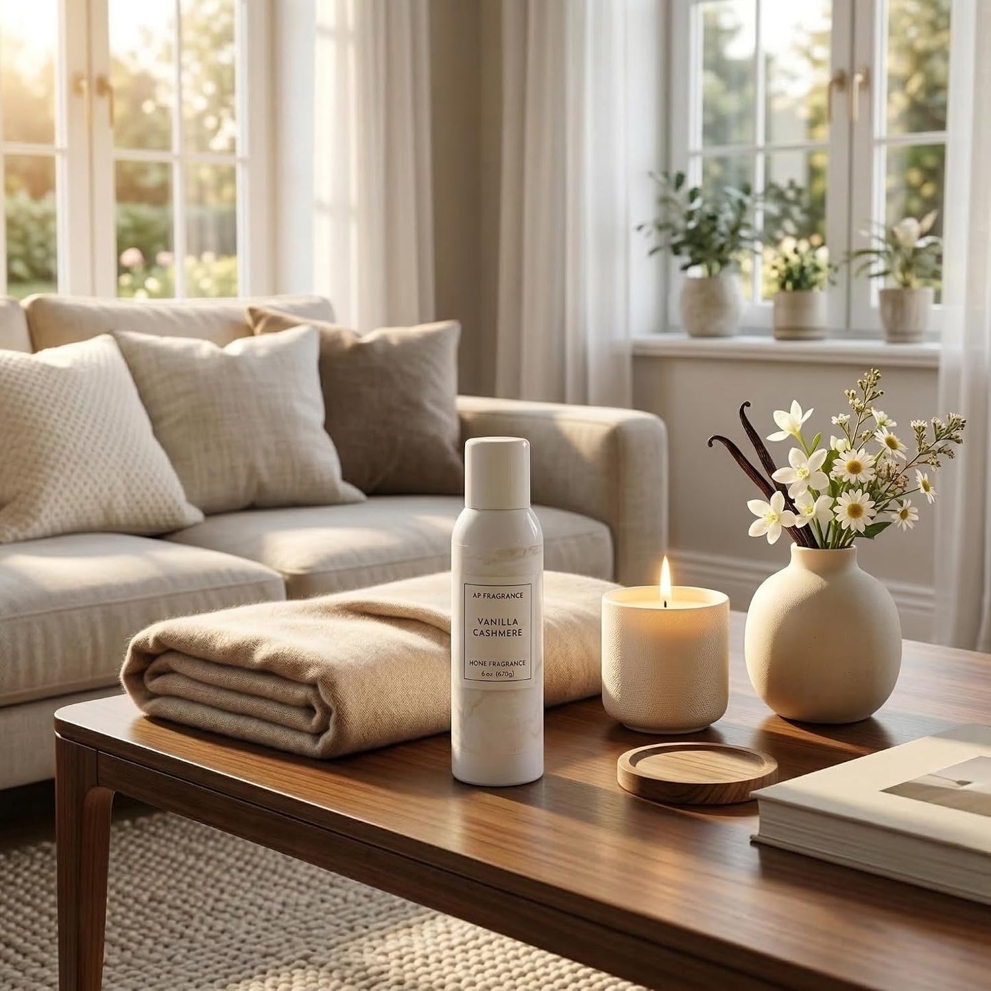 Room Fragrance Air Freshener Spray Concentrated Bathroom, Kitchen, Car, or Office Deodorizer, U.S.- Made by AP Fragrance (Vanilla Cashmere)