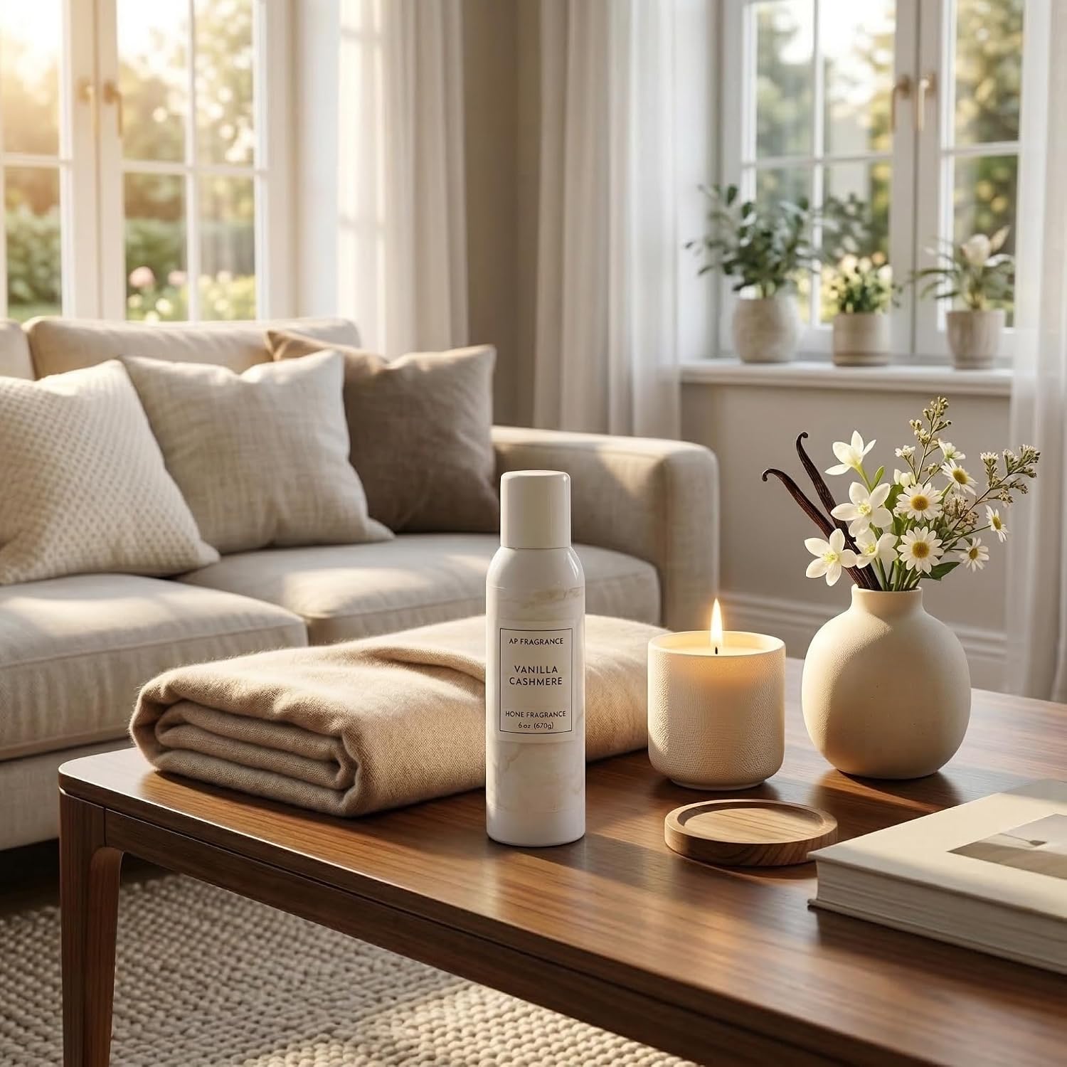 Room Fragrance Air Freshener Spray Concentrated Bathroom, Kitchen, Car, or Office Deodorizer, U.S.- Made by AP Fragrance (Vanilla Cashmere)