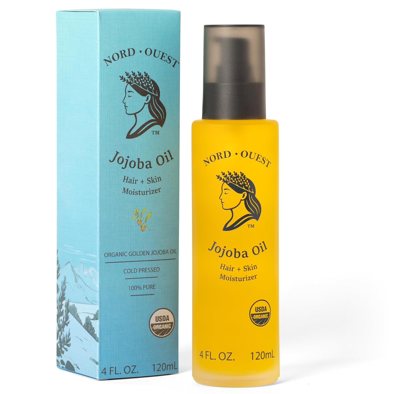 USDA Organic Jojoba Oil - 4 oz | Cold-Pressed & Natural Moisturizer for Face, Skin, Hair & Nails | Pure, Hexane Free Base Carrier Oil | Jojoba Oil Organic