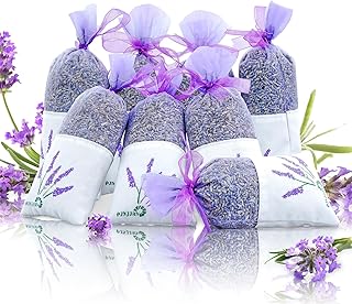 8 Packs Lavender Sachets for Drawers and Closets, Long-Lasting Lavender Scented Sachets Home Fragrance Hanging Closet Car Freshener Odor Eliminator, Smell Good for House
