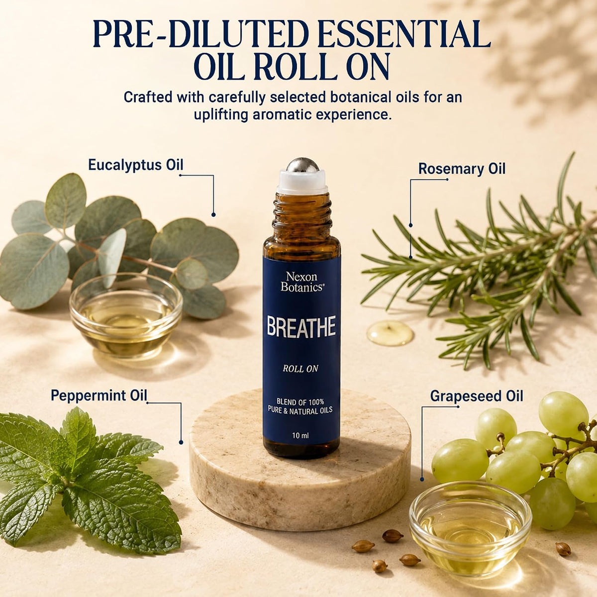 Breathe Essential Oil Roll-On 10 ml - Eucalyptus Essential Oil Roller