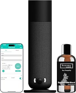 Smart Waterless Essential Oil Diffuser, Scent Air Machine for Home, Aromatherapy Scent Diffuser with Roy Tranquility Oil, Covers Up to 1000 Sq.Ft, Quiet Cold-Air Tech Machine for Hotel, Spa (Black)