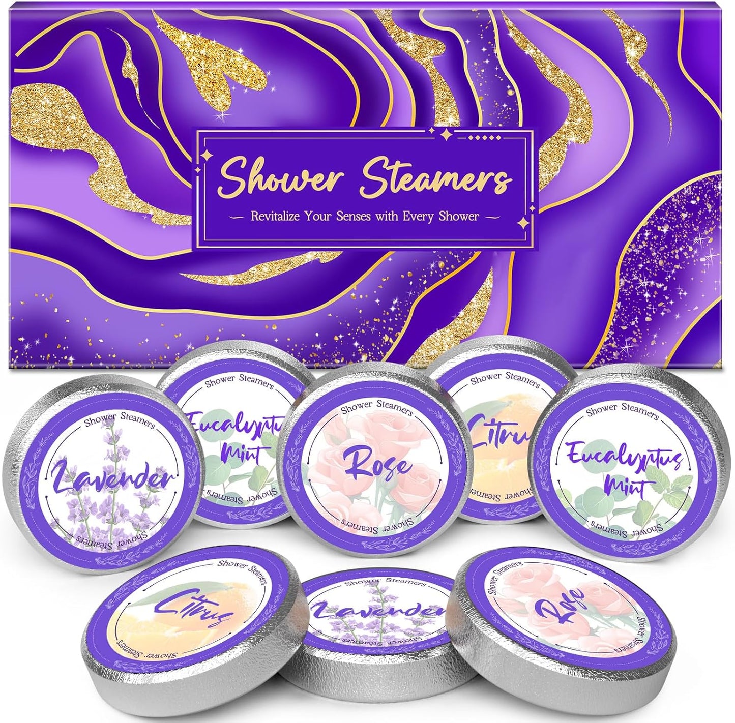 8 Pcs Shower Steamers Aromatherapy: Birthday Gifts for Women Mom Teen Girl Friends Sister, Self Care with Natural Essential Oils Relaxation Home SPA Travel Holidays, Spa Day Essentials for Adults