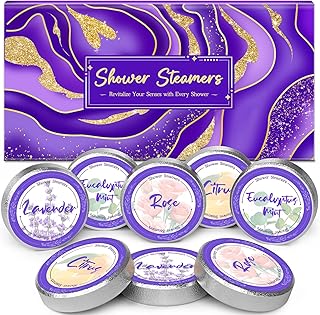 8 Pcs Shower Steamers Aromatherapy: Birthday Gifts for Women Mom Teen Girl Friends Sister, Self Care with Natural Essential Oils Relaxation Home SPA Travel Holidays, Spa Day Essentials for Adults