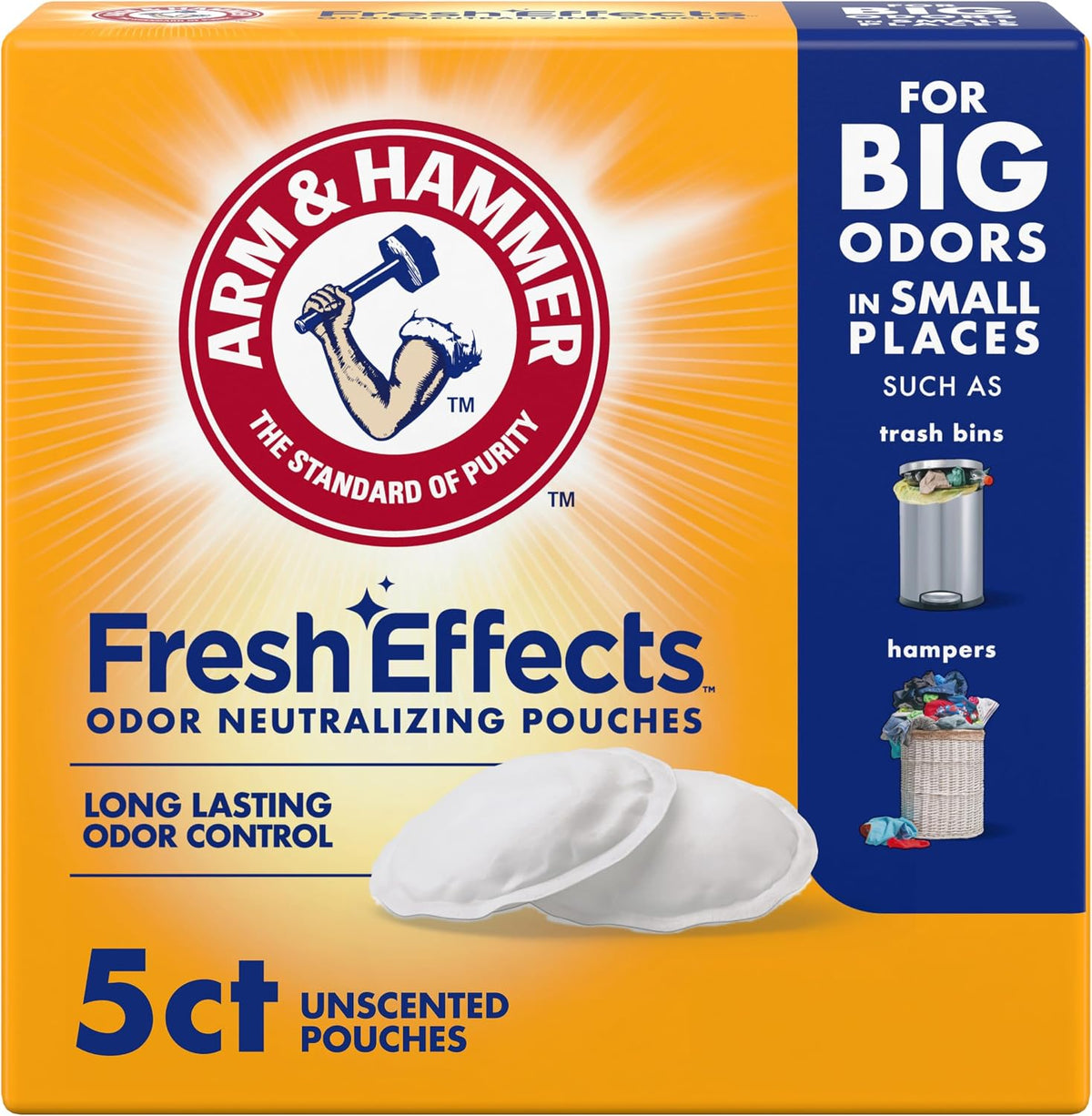 ARM &amp; HAMMER Fresh Effects Odor Neutralizing Baking Soda Pouches, 5 Count, White