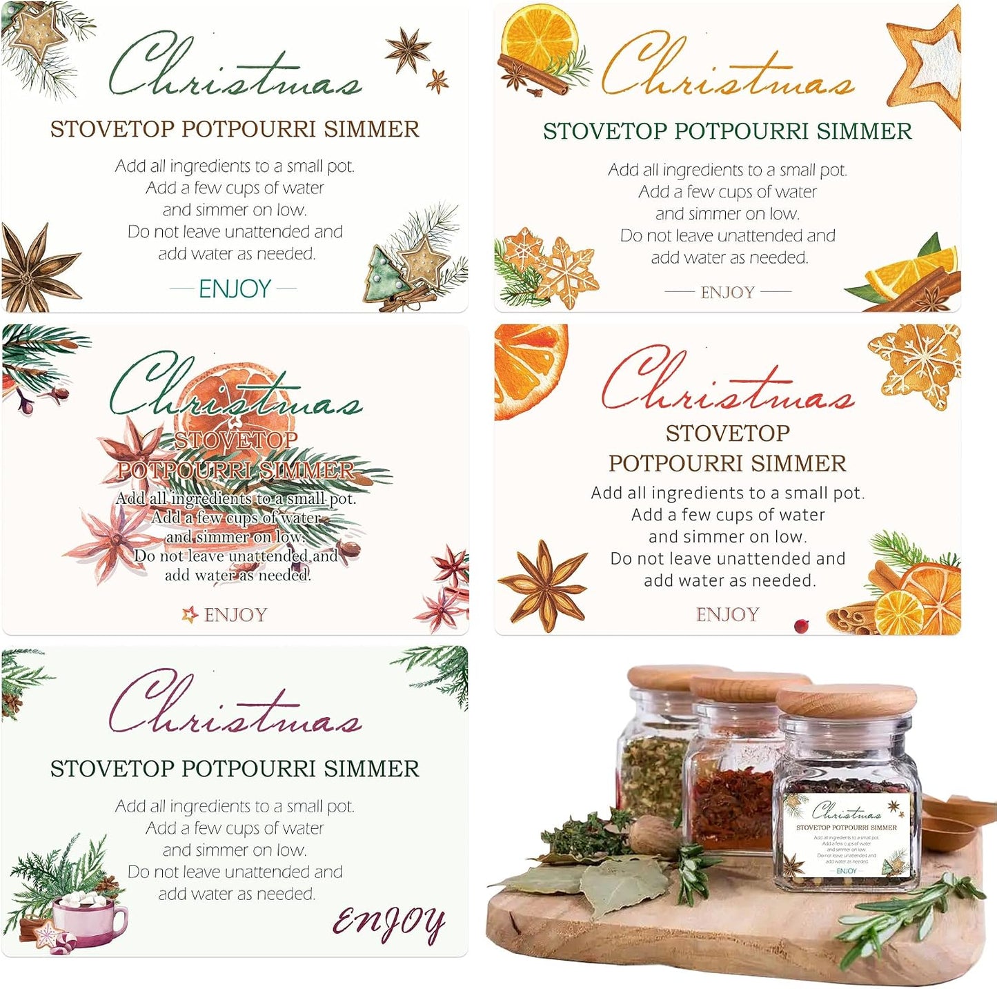 120pcs Christmas Stovetop Potpourri Stickers Simmer Pot Potpourri Instructions Labels 2x3 Inch-Christmas Party Celebrations Present Tags Decal Stove Top Simmer Home Scent Use