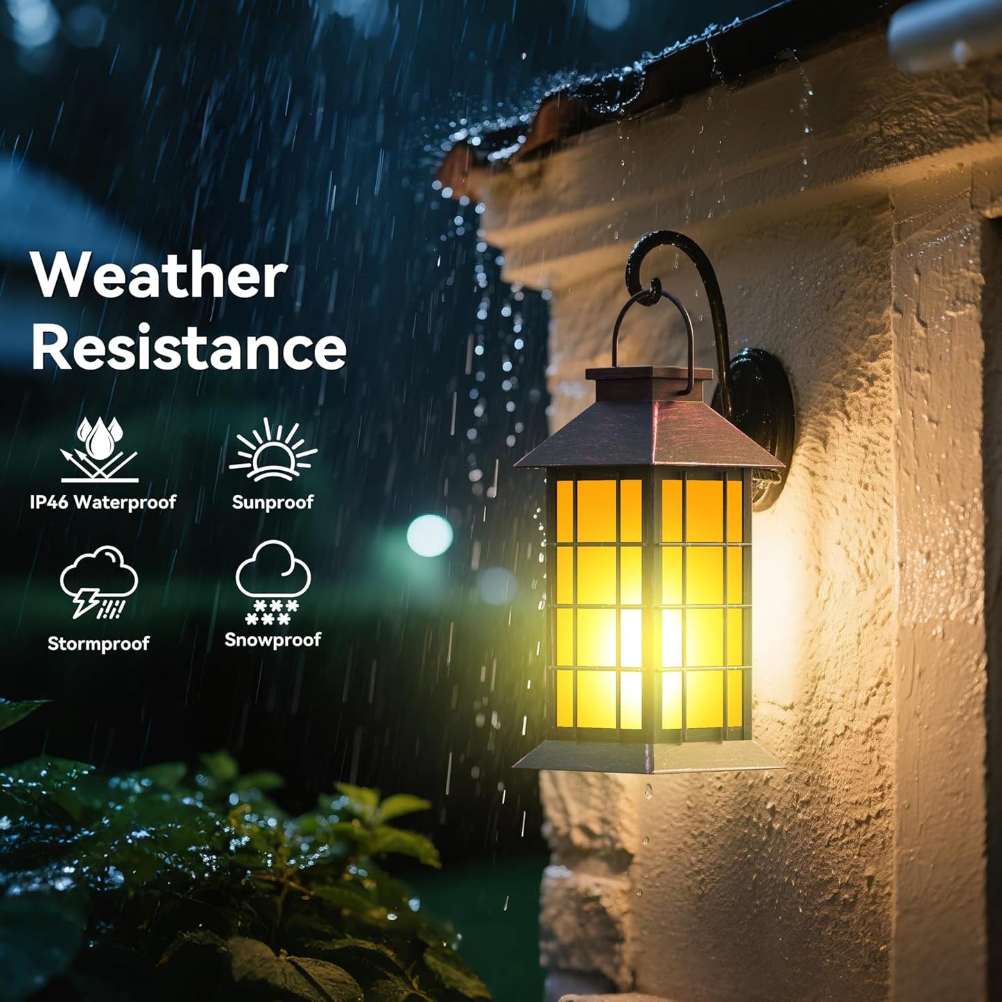 2 Pack 13" Copper Solar Lantern with Flickering Flame Candle | Outdoor Waterproof Hanging Solar Lanterns, Metal & Glass Lights for Garden Decoration, Rustic Gifts for Mom