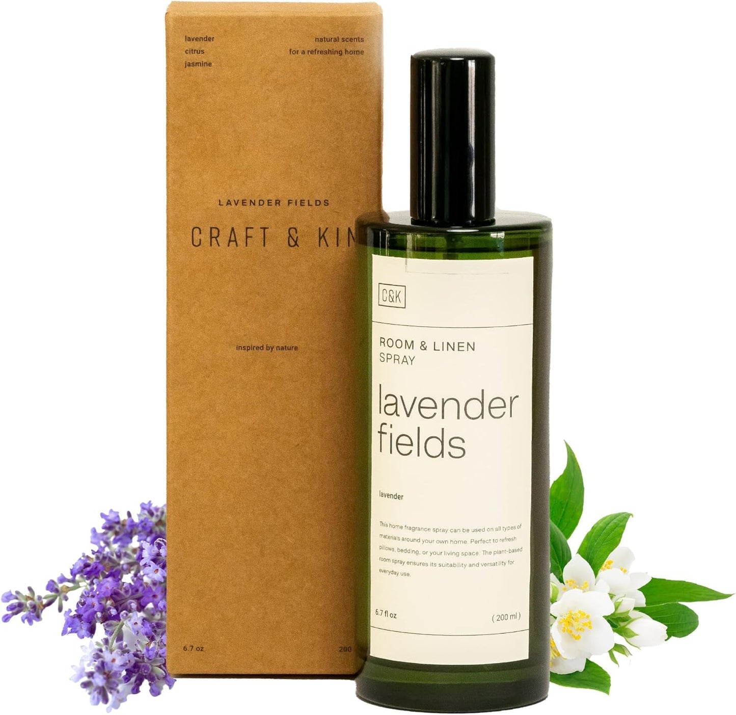 Craft & Kin Premium Lavender Room Spray – Long-Lasting Air Freshener for Home – Natural Essential Oil Linen & Pillow Spray – Odor Eliminator Aroma Mist for Bedroom & Washroom – 6.76 oz