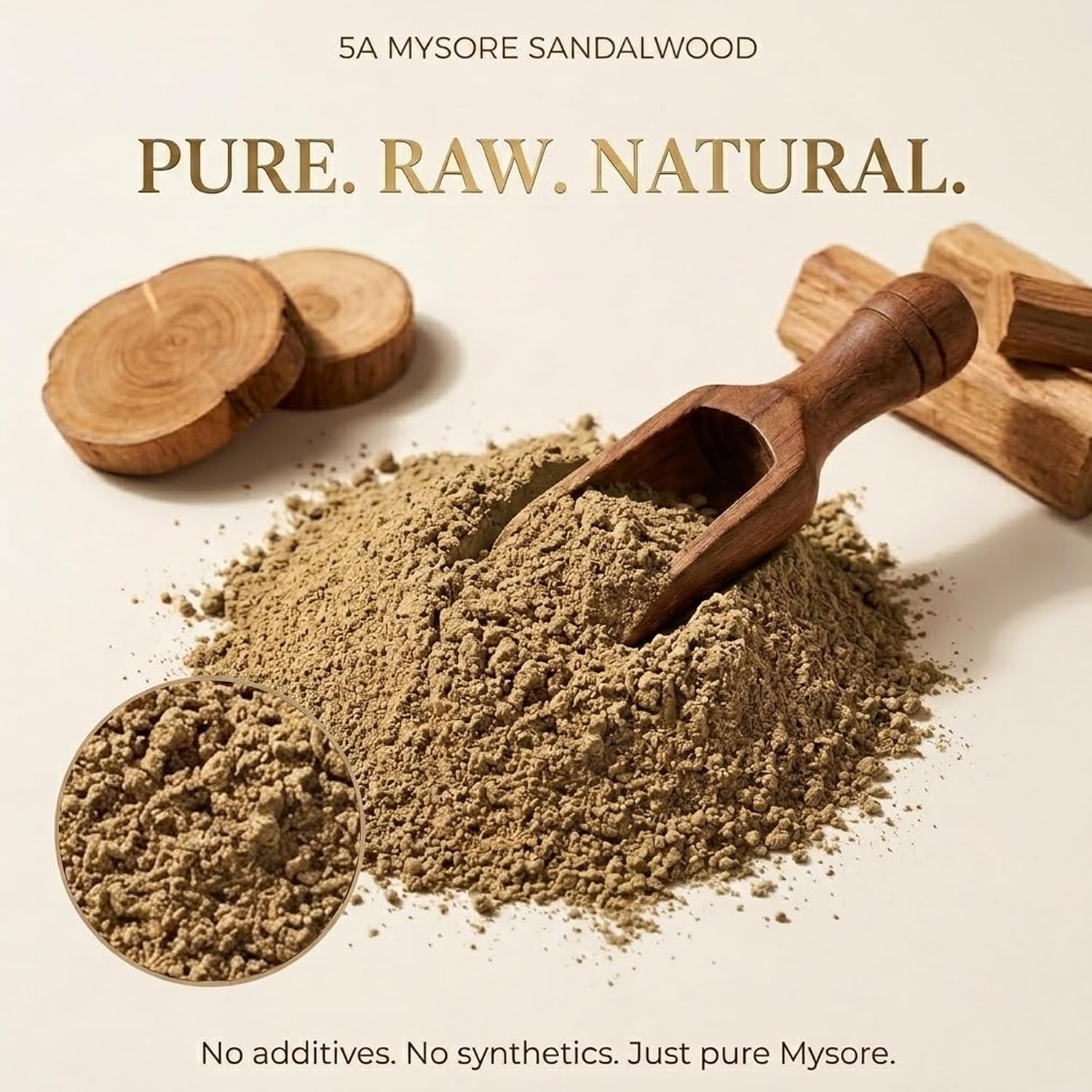 Mysore Sandalwood Powder 100g - 5A Grade Natural Incense Powder for DIY Incense Sticks, Cone Making, Seal Molding, Aromatherapy - Includes 3-Piece Cone Mold Set (Incense Burner, Mold, Spoon)