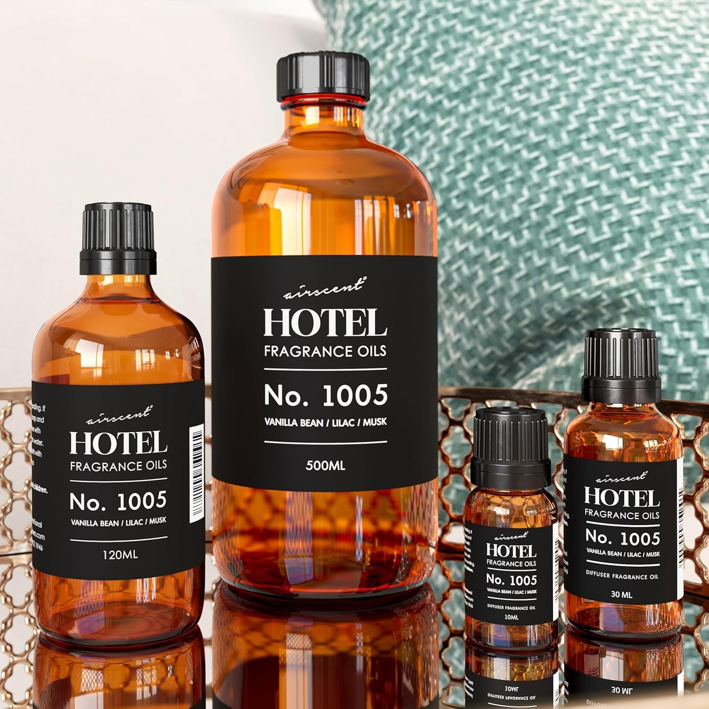 AirScent Hotel Diffuser Oil No. 1005 - Vanilla Bean Lilac Sandalwood - Hotel Scent Dupe - Premium Fragrance Oil for Ultrasonic and Waterless Diffusers and Crafting - 10 mL, .34 fl oz Glass Bottle