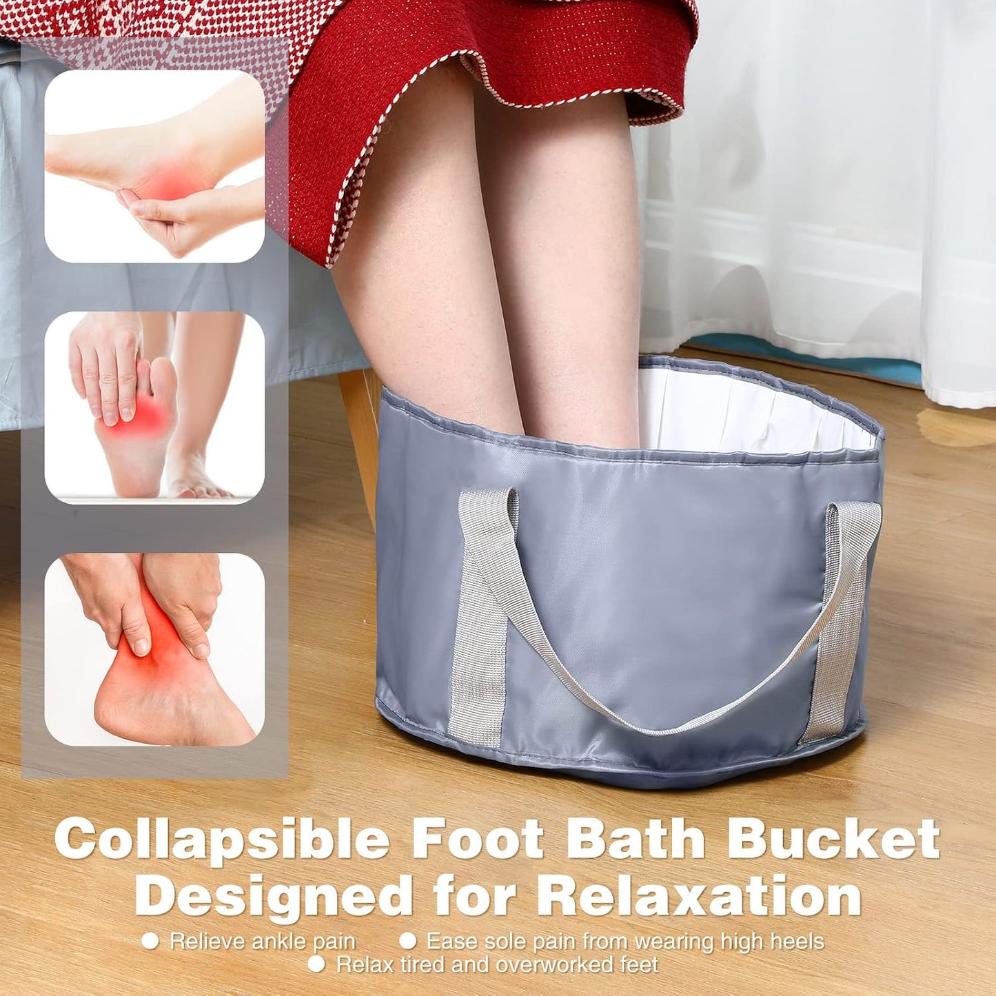 3 Pieces Collapsible Portable Foot Soak Tub Soaking Foot Basin Multifunctional Foldable Bucket Washing Camping Pedicure Bowl Outdoor Water Container for Fishing Hiking Spa Travel, 3 Colors, 14 L