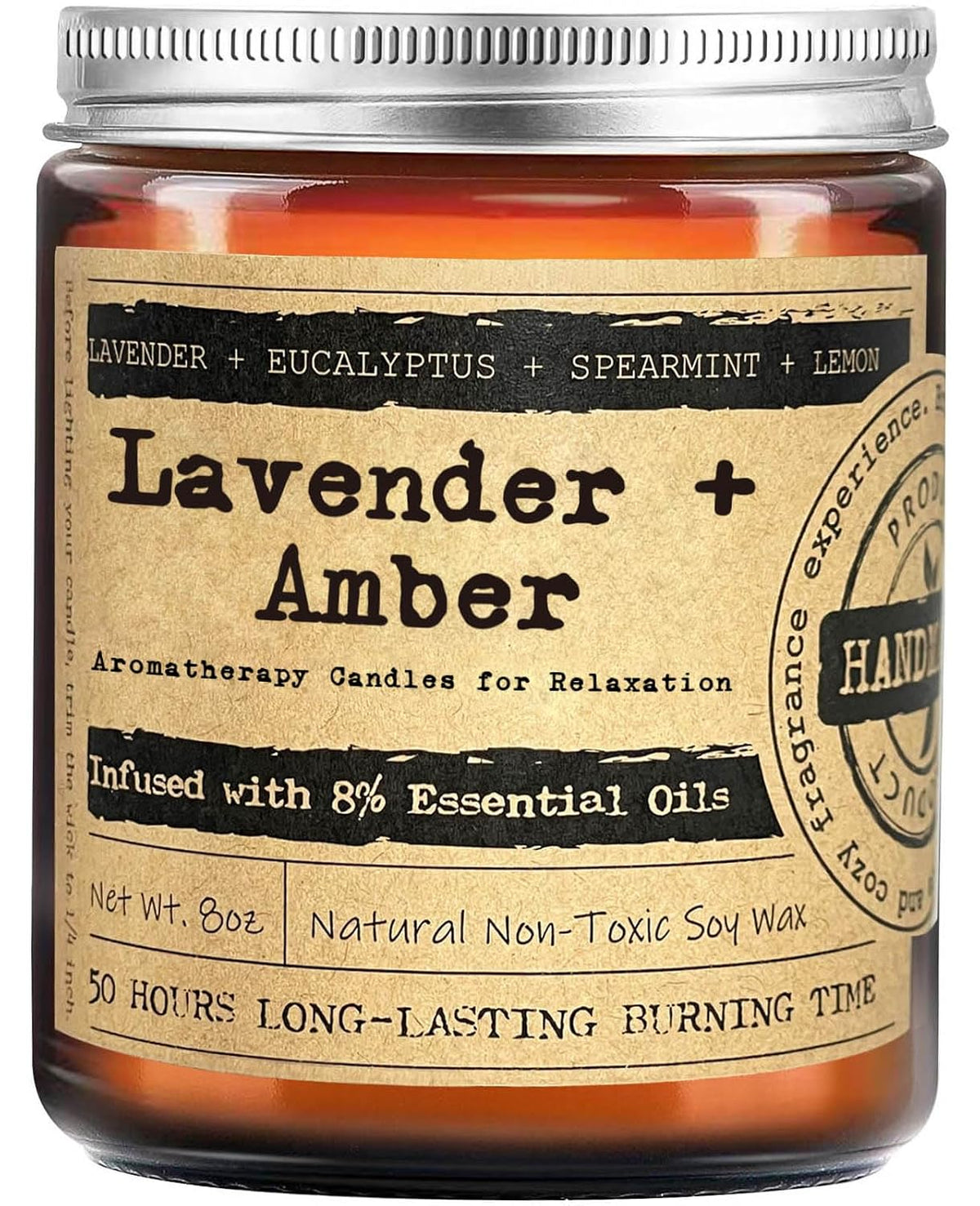 KOTKAS Amber Lavender Eucalyptus Candles for Home Scented - Aromatherapy Soy Candles Non Toxic Calming Candle Gifts for Women
