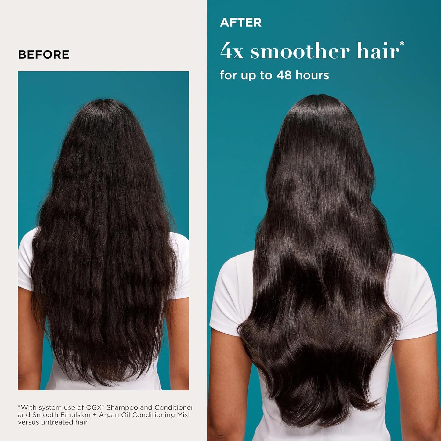 OGX Smooth Emulsion + Argan Oil Conditioning Hair Mist, Damage Repair Spray with Ceramides for 4x Smoother Hair* for up to 48 Hours Without the Weight, 450°F Heat Protection, 6.5 fl. oz