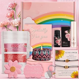 10-Piece Rose Pamper Gift Set for Women, "You Are Awesome" Self Care Kit, Relaxation Bath Spa Hamper, Get Well Soon Gifts (Rose-Special)