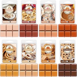 Bakery Scented Wax Melts, Sweet, Strong Scented Soy Wax Cubes/Tarts Variety Set - Apple Pie, Pumpkin Pie, Caramel Cinnamon, Chocolate Cookie, Donut, Vanilla Almond Biscuit, Roasted Coconut, Toffee