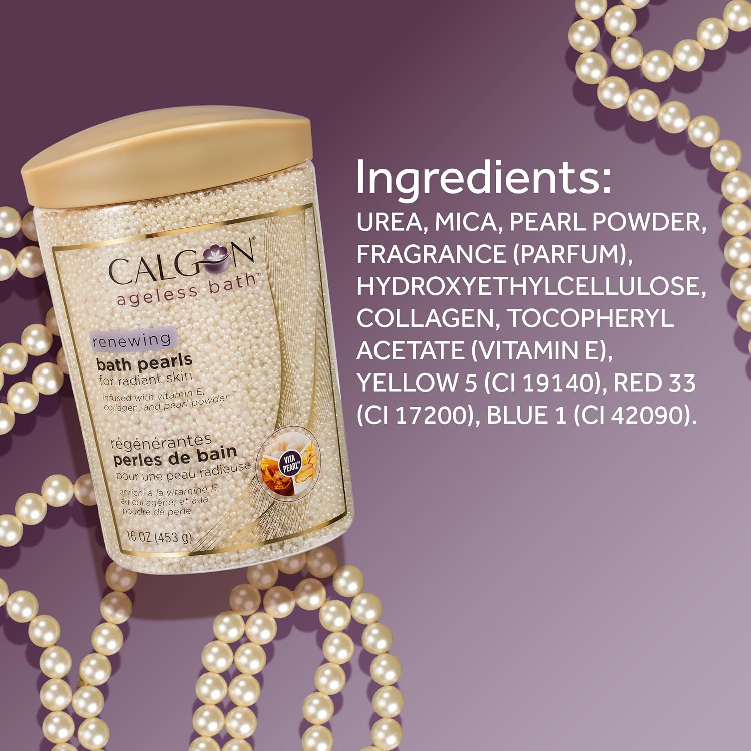 Calgon Ageless Bath Series Renewing Pearls, 16 oz.