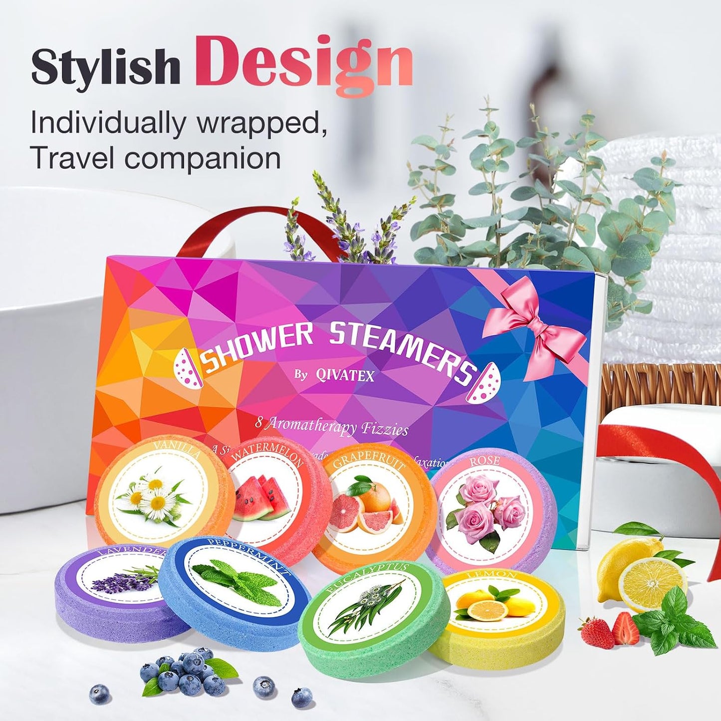 Qivatex Shower Steamers Aromatherapy, Birthday Gifts for Women, Teen Girls | Natural Essential Oils, Soothing Spa Self Care for Stress Relief & Relaxation, Gift for Women, Wife, Mom, Sister, Girlfriend
