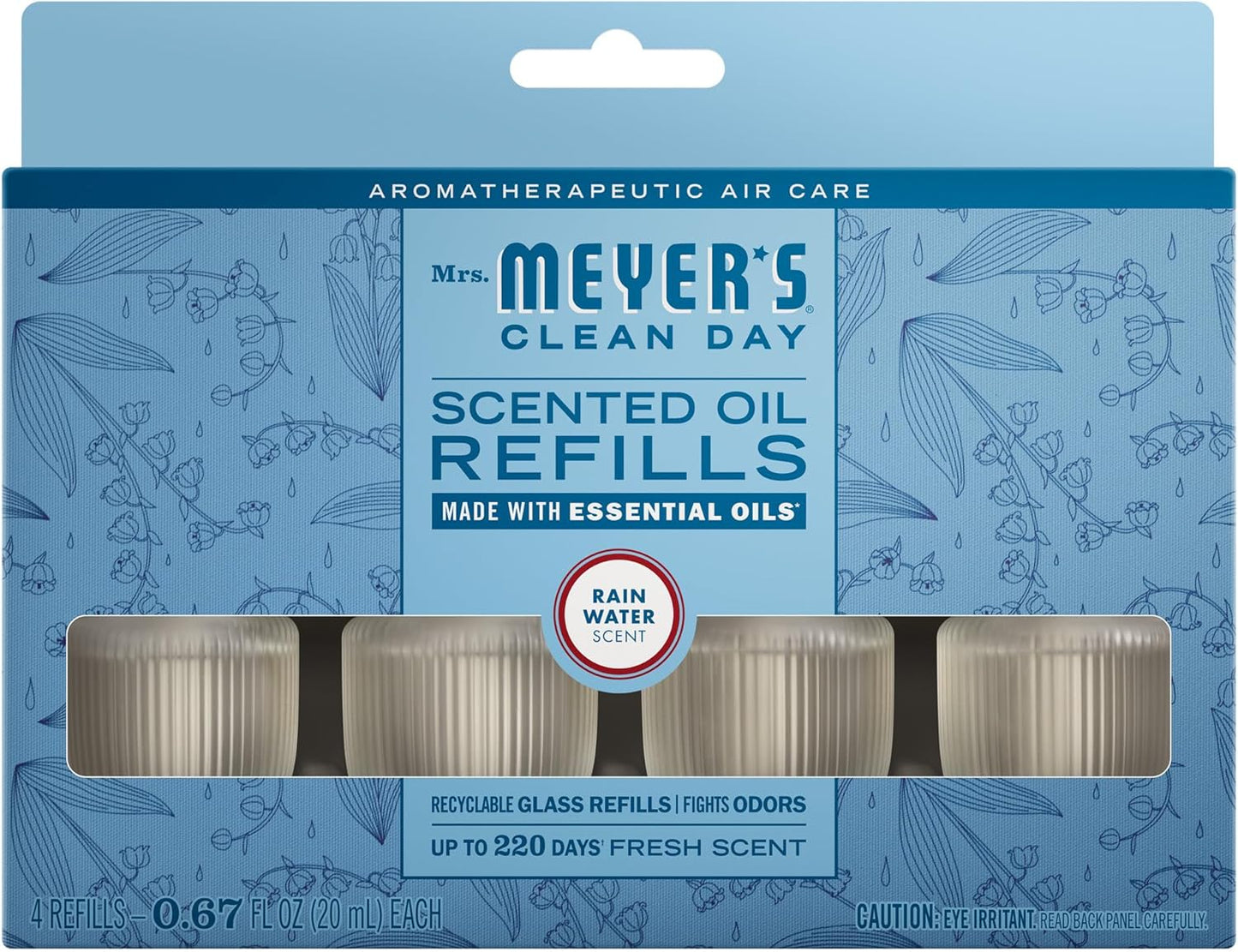 MRS. MEYER'S CLEAN DAY Scented Oil Refills, Rain Water, contains 4 .67 fl oz refills