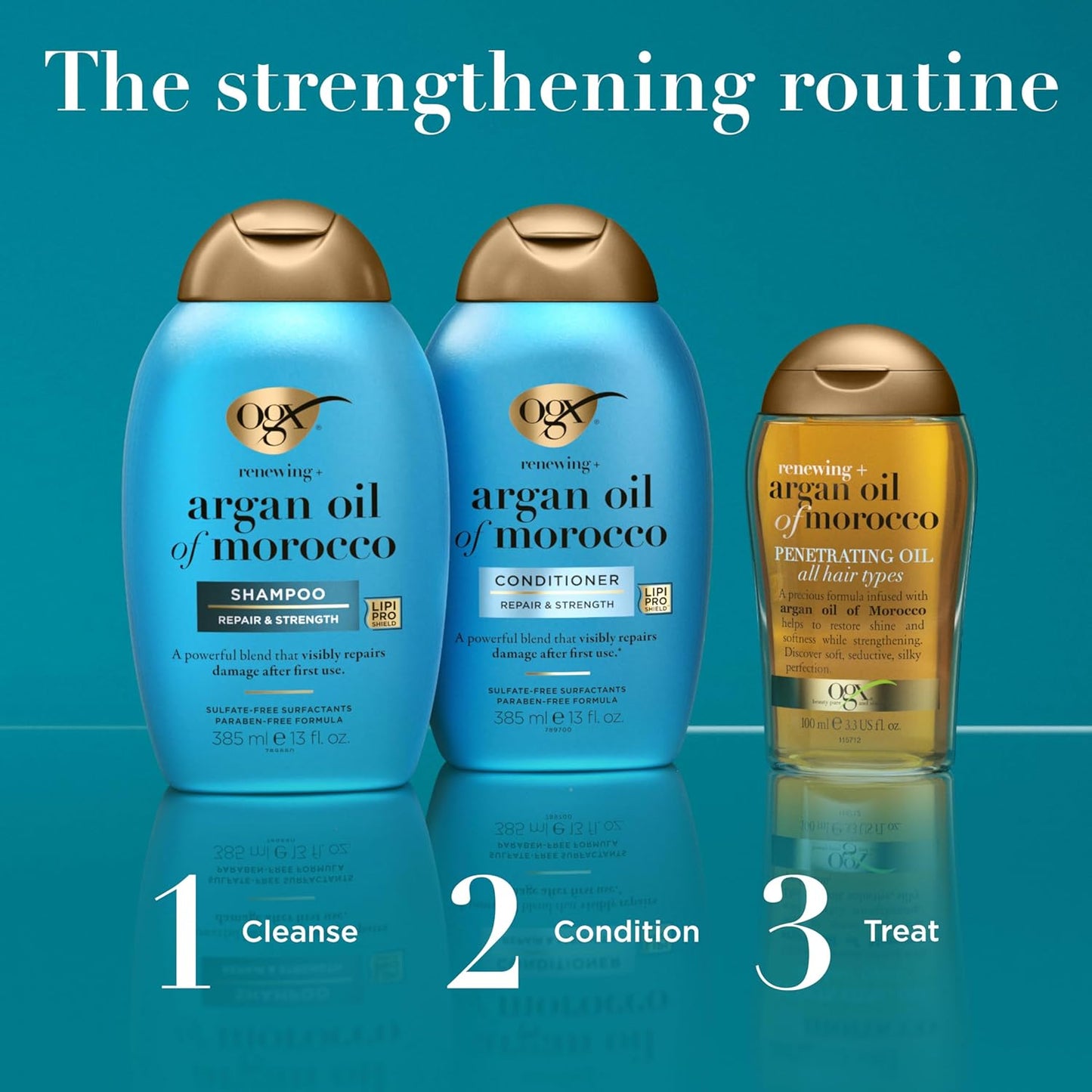OGX Renewing + Argan Oil of Morocco Conditioner, Repair Conditioner & Argan Oil Helps Strengthen & Repair Dry, Damaged Hair, Paraben-Free, Sulfate-Free Surfactants, 13 fl. oz