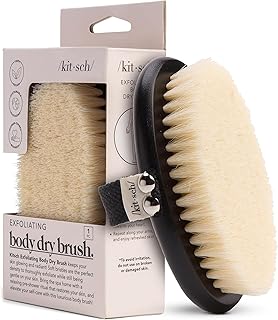 Kitsch Dry Brushing Body Brush for Lymphatic Drainage- Soft Bristles Shower Brush - Dry Brush to Remove Dry Skin and Improves Blood Circulation, Body Scrubber for Glowing Skin, Sauna Accessories