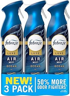Febreze Air Mist, Luxe Air Freshener Spray, Odor Fighting Room Spray, Deodorizer for Home Bathroom Kitchen Office Apartment Dorm Room Classroom, Ocean Scent, 8.1oz (Pack of 3)