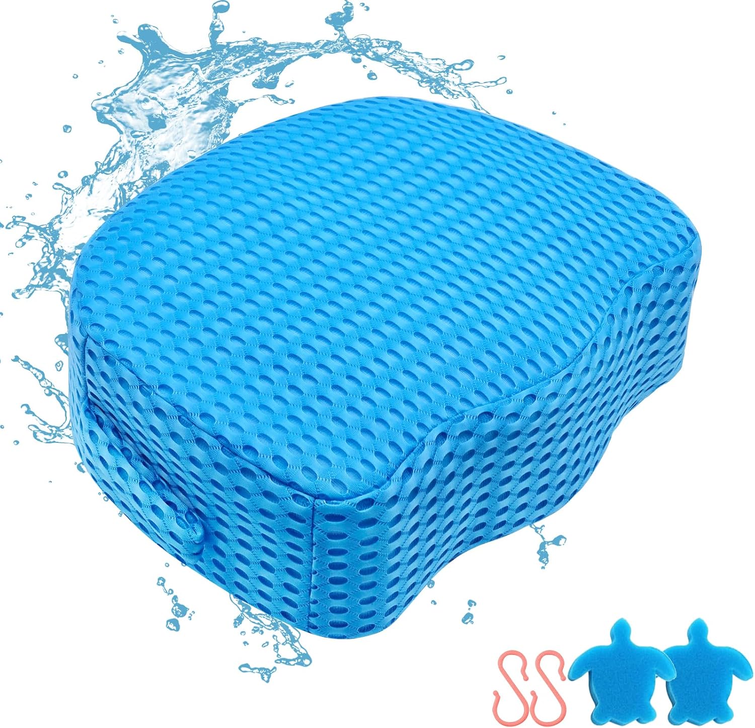 Hot Tub Booster Seat for Adults, 5" Extra Thick Weighted Spa Cushion with 4+ lbs Core, No Floating Quick Sink Design, 3D Air Mesh, Non-Slip Seat Riser for Jacuzzi & Bathtub (Blue)