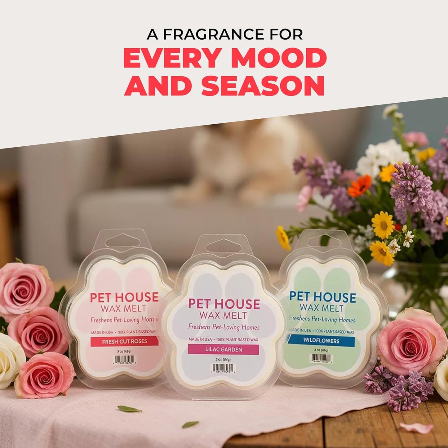Pet House Cherry Crumble Wax Melts - Long-Lasting Scented Wax Melts Plant Based, Pet Friendly Pack of 2