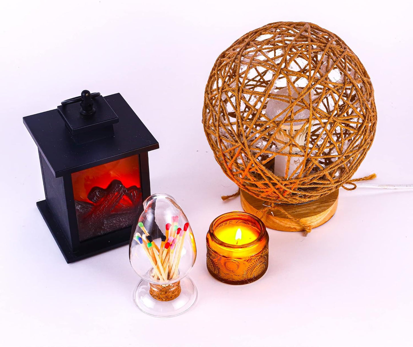 Matches in a Jar, Glass Match Cloche with Striker, Glass Match Holder with Striker, Fancy Matches in a Jar with Striker, Match Striker Holder Jar for Candle Fireplace-Match Not Included