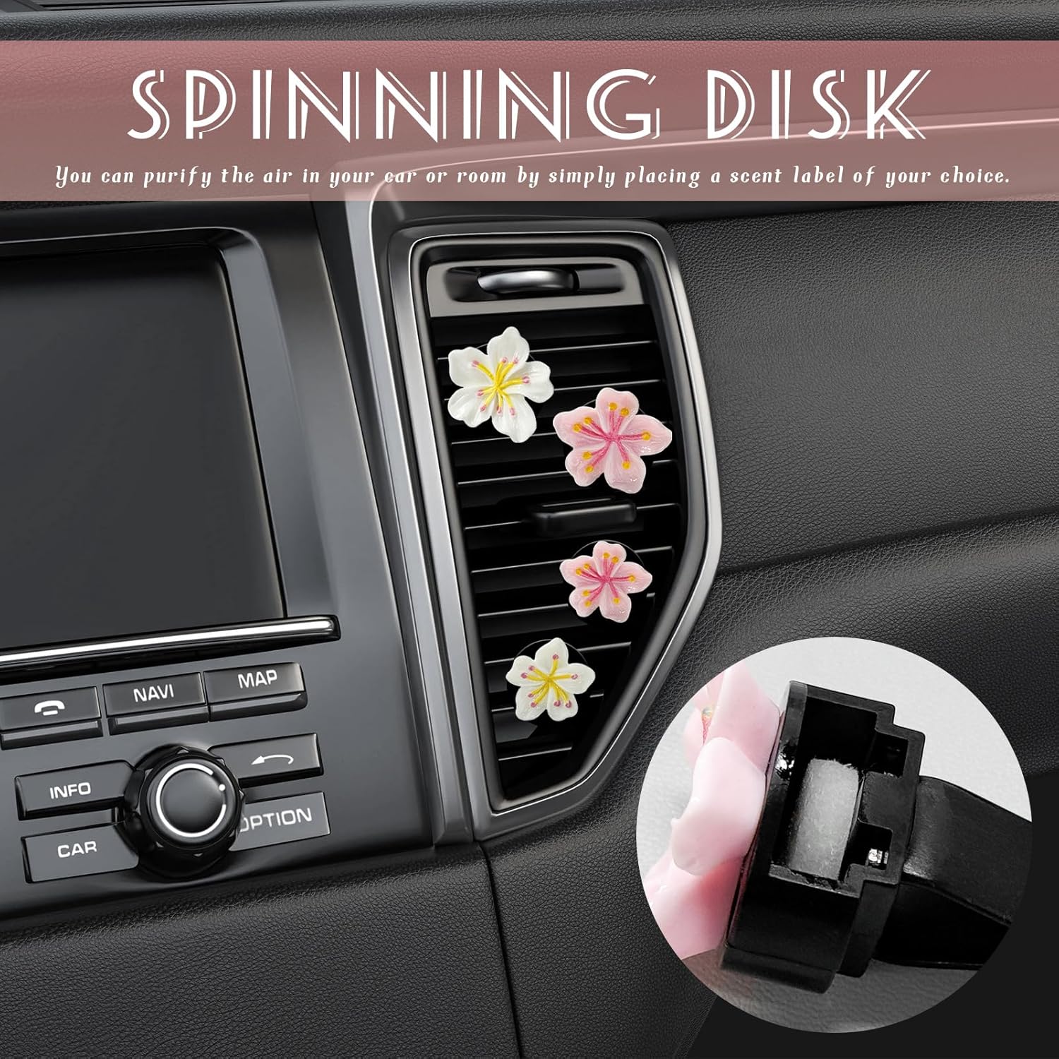 4 PCS Cute Car Air Freshener Vent Clips, Flower Air Conditioning Outlet Clip Aesthetic Decoration, Automotive Interior Daisy Refillable Diffuser for Women Girls, Car Accessories