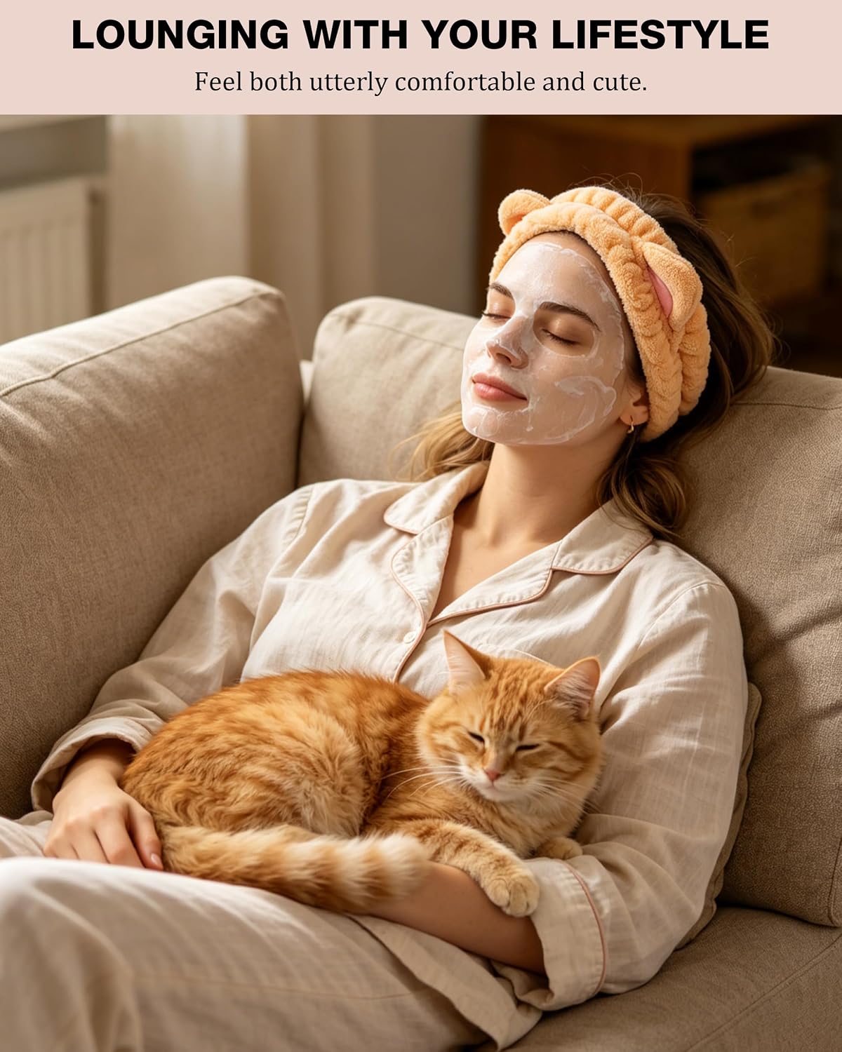YOOVR 3pcs Spa Headband, Stocking Stuffers for Teen Girls, Skincare Face Wash Makeup Headband with Cat Ears, Cute Stuff Small Gifts for Women Cat Lovers Mom, Hair Accessories, Gift Basket Stuffers