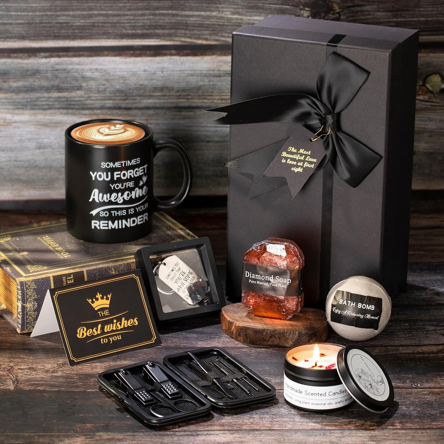 Gifts for Men,Self Care Gifts for Men, 7 Pcs Unique Gifts for Him Dad Boyfriend Husband Brother Friends, Perfect for Birthday Bath Set Spa Kit Bath and Body Self Care Grooming Relaxation Stress Relief