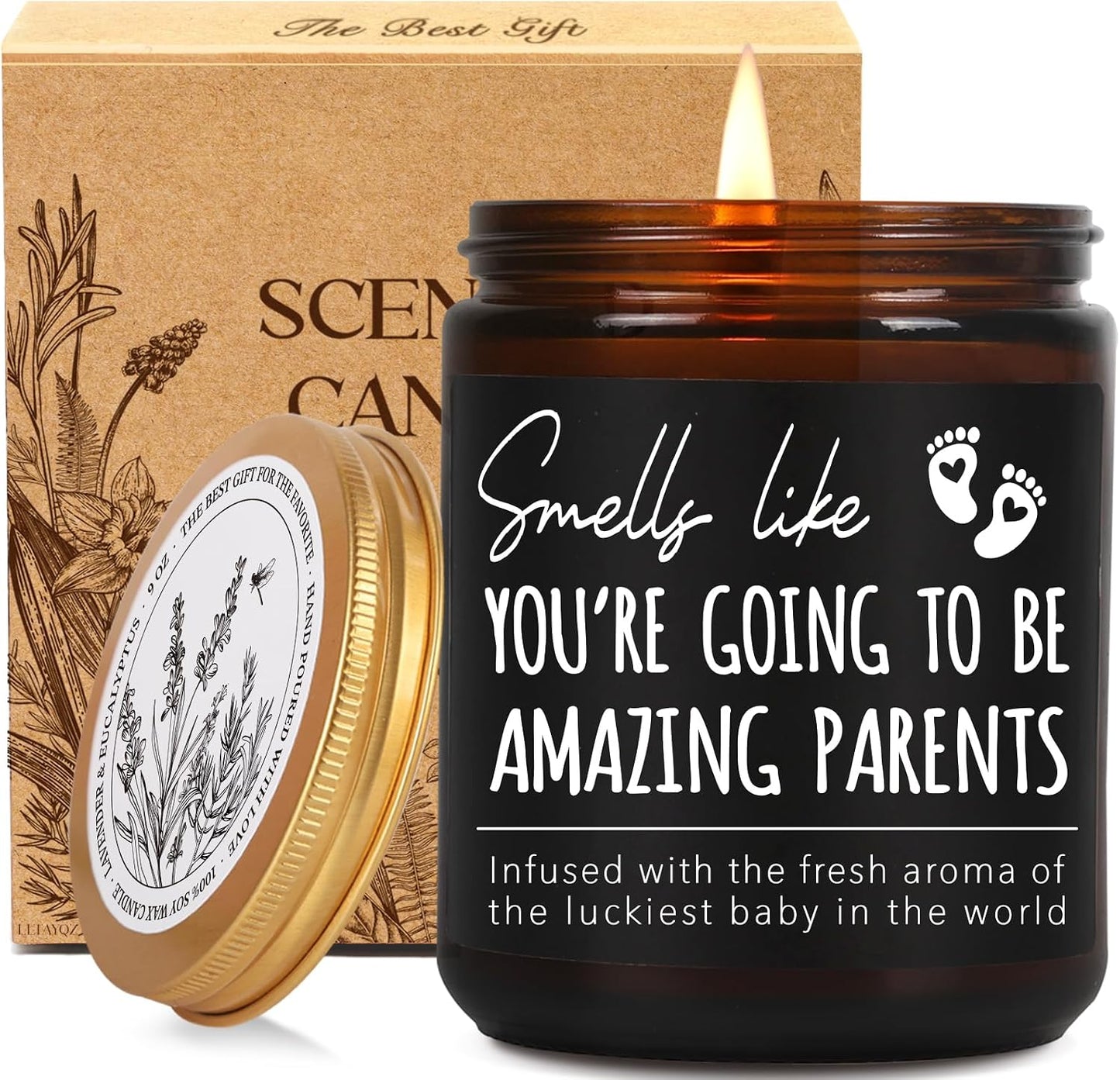 Unique Scented Candle Gift for New Parents, Smells Like You're Going to Be Amazing Parents Candle, New Parent Gift for Couples, New Mom Dad Gifts, Pregnancy Gifts for Expecting Mom And Dad, 9oz-22