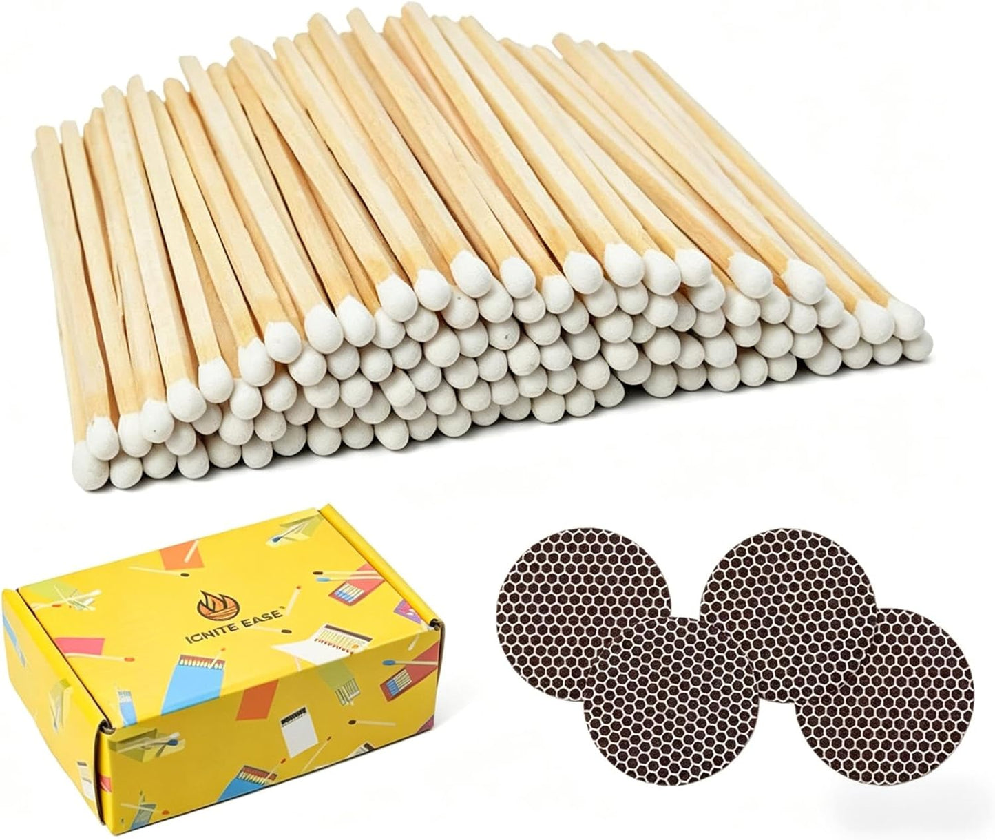 2 Inch White Matches, 100 Count Wooden Matches Sticks with Striker, Boxed Matches, Safety Small Matches for Candle, Wedding, Party Decor By IGNITE EASE