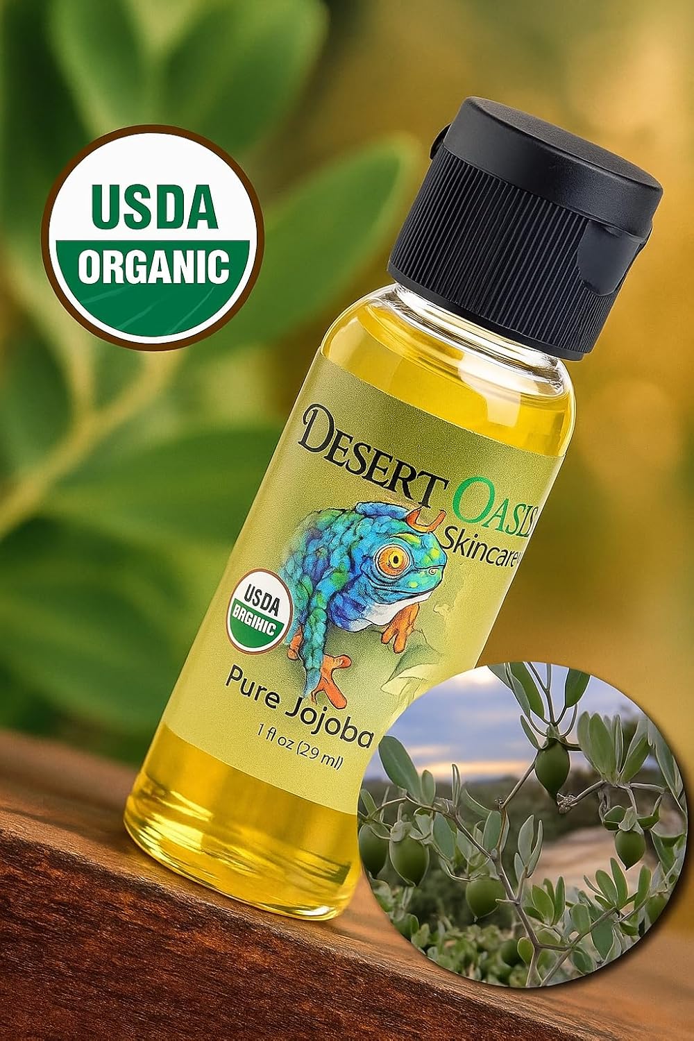 | USDA Certified Organic Jojoba Oil – 100% Pure, Cold Pressed Natural Moisturizer for Face, Hair, Skin, Tattoos & Piercings – Travel Size (1 fl oz / 29 ml)