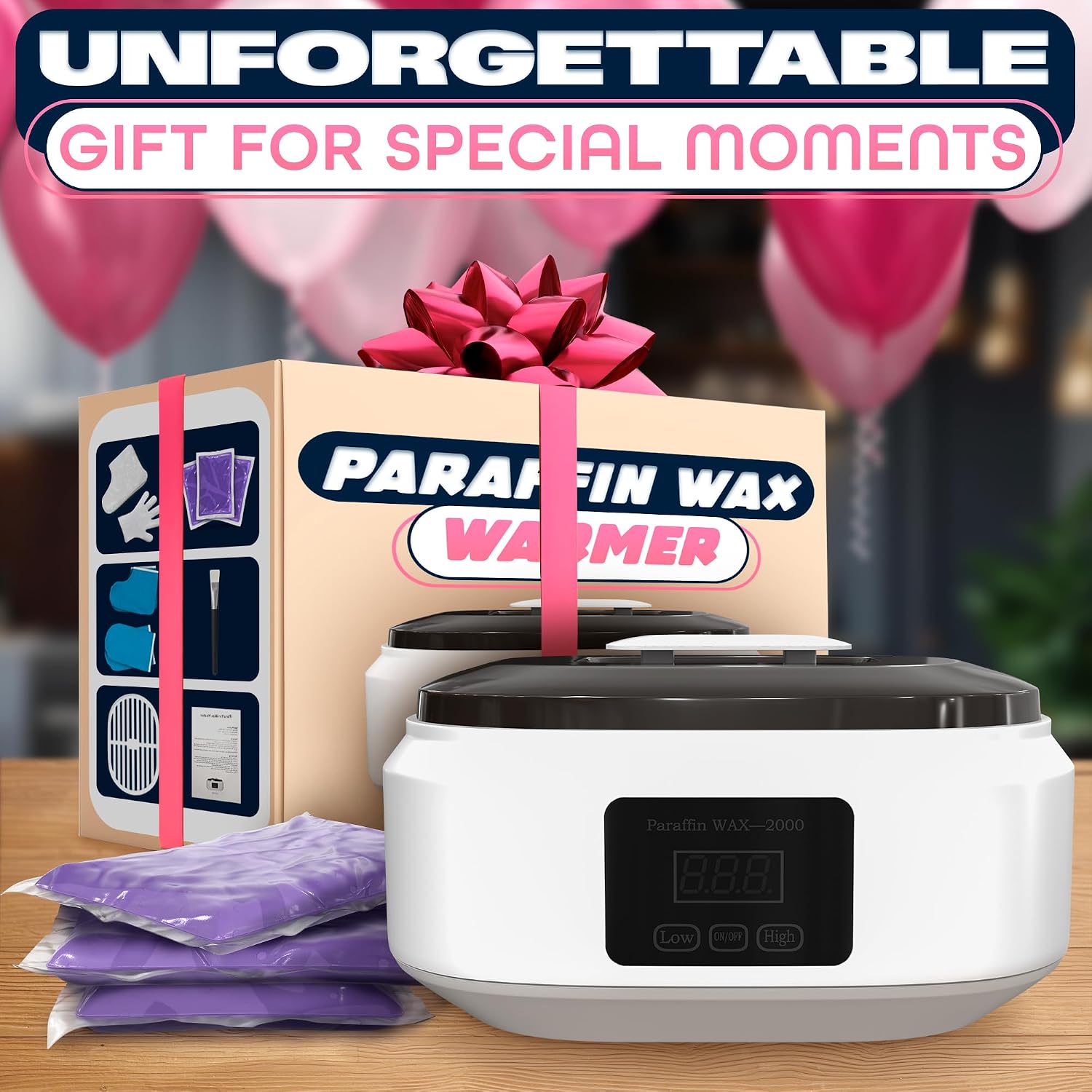 Paraffin Wax Machine for Hand and Feet – 3400ml Hand Wax Paraffin Machine with Fast Heating, Adjustable Temperature 2 Heat Modes Accessories Kit - Relaxing Spa at Home Anytime, Hand & Foot Smooth Skin