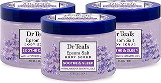 Dr Teal's Pure Epsom Salt Body Scrub, Soothe & Sleep with Lavender Essential Oils, 16 oz (Pack of 3)