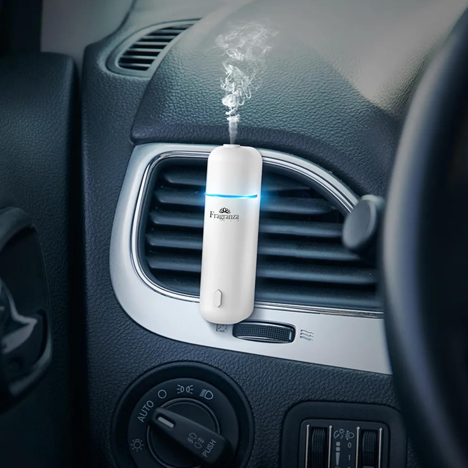 Car Mini Scent Diffuser for Vehicle, Aromatherapy Essential Oil Diffuser, Compact Auto Air Freshener (White) – USB Powered, Easy Install, Includes 6 Scent Refills, Long-Lasting Car Fragrance