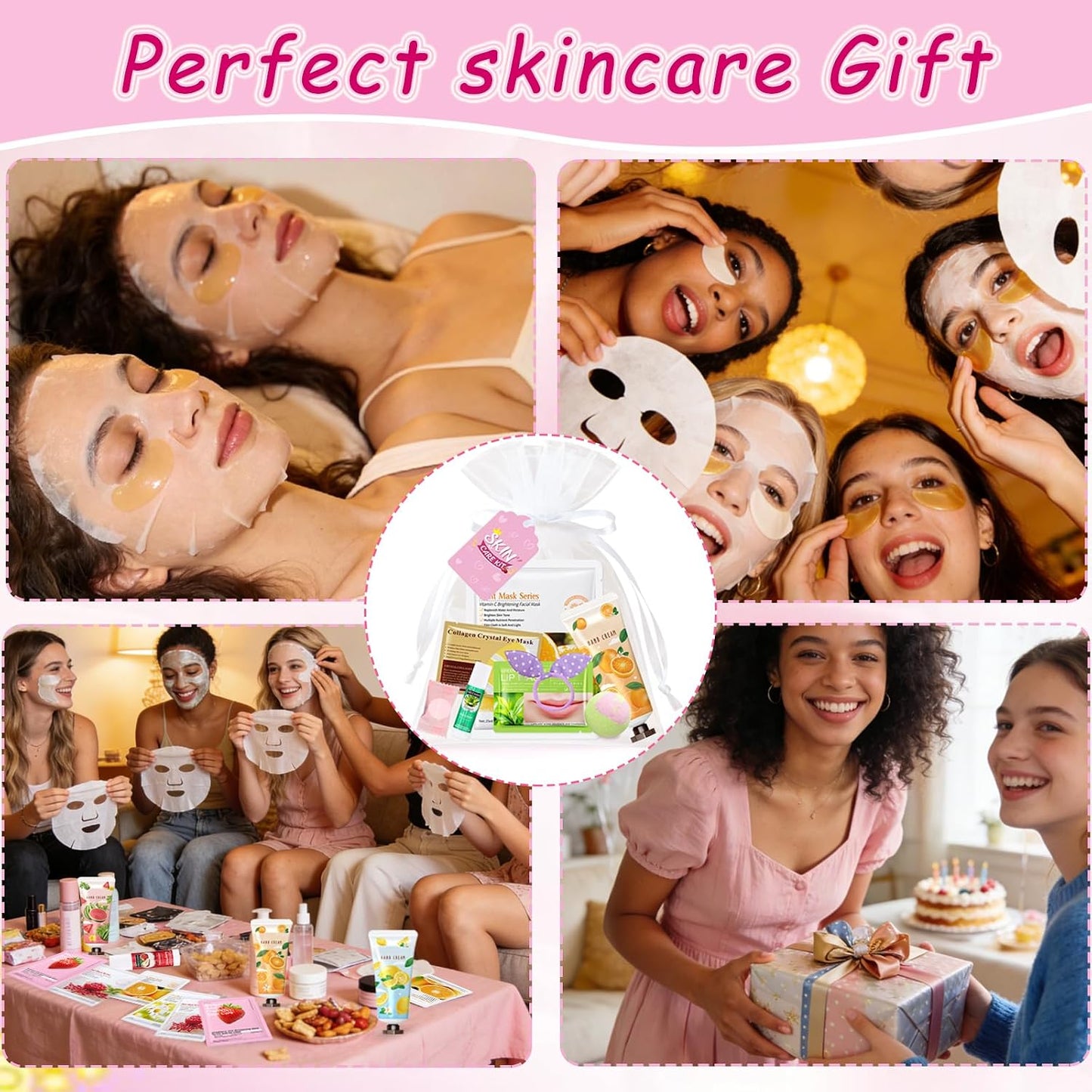 160 PCS Spa Party Supplies for Girls Women, Include Facial Mask, Hand Creams, Lip Balms, Eye Mask, Lip Mask, Foot Bath Bombs, Mothers Day Gift, Sleepover Party Favors Bulk Gifts for Girls Women