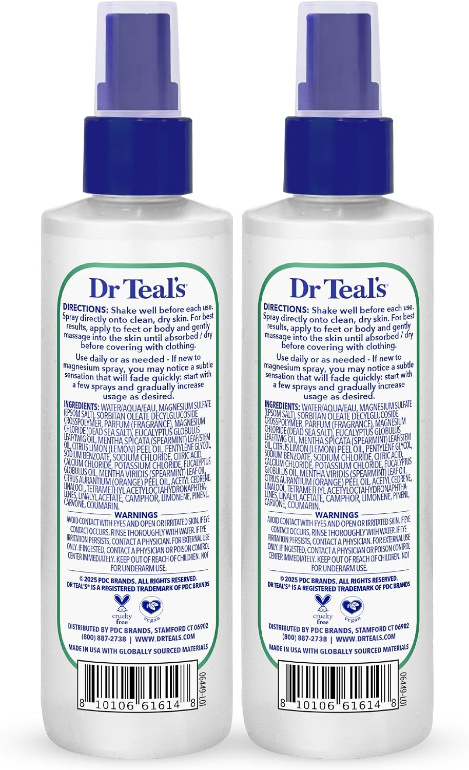 Dr Teal's Magnesium Eucalyptus Spray with Natural Dead Sea Salt, 8 fl oz (Pack of 2)