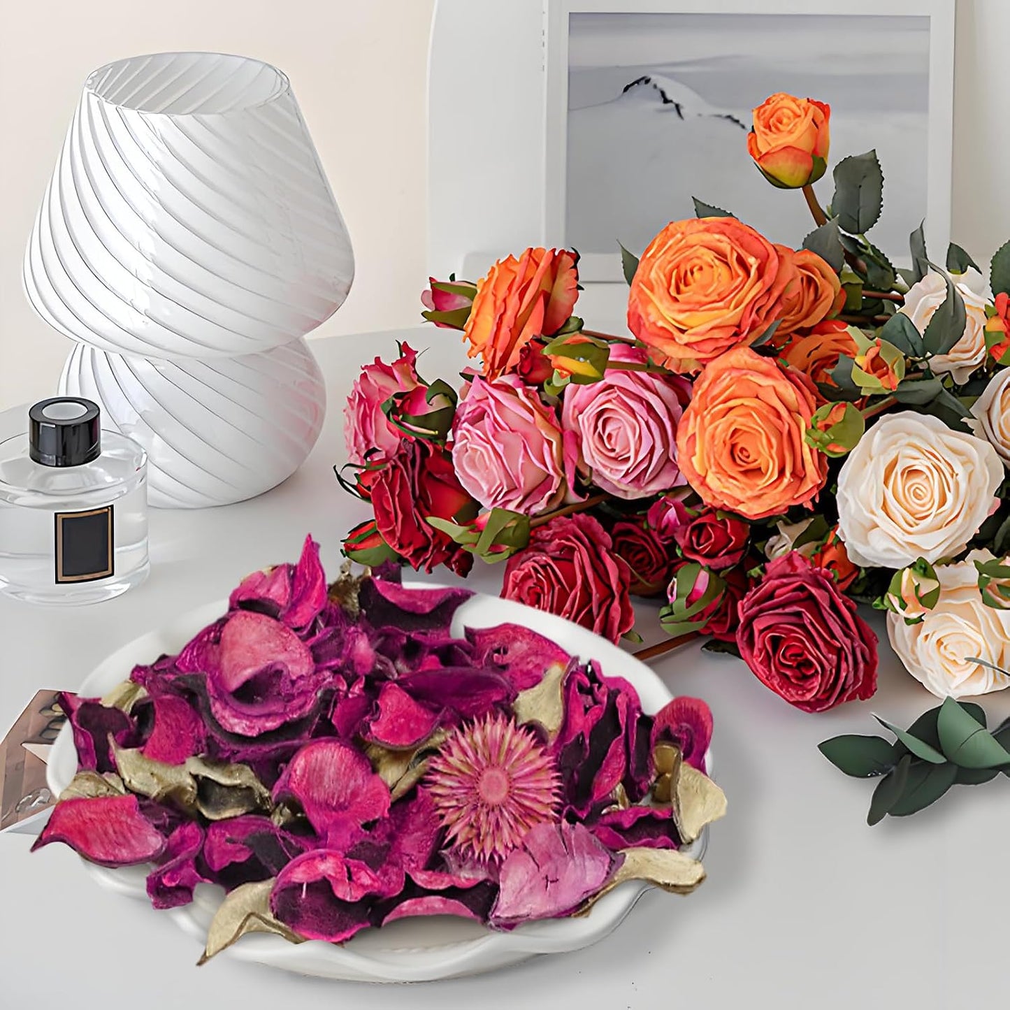 STRN Potpourri Bags, Rose Scented Potpourri Vase Filler Long-Lasting Fragrance Pink Decorative Bowl Fillers for Home Décor, Office, Bedroom, 2-Pack
