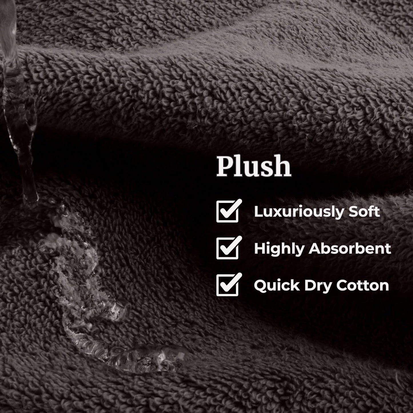 Lavish Home 6 Piece Bathroom Towels Set - 525GSM 100% Cotton Bathroom Essentials - 2 Bath Sheets, 2 Hand Towels, and 2 Wash Cloths for Bath, Shower, Gym, Spa, and Dorm Room (Charcoal)