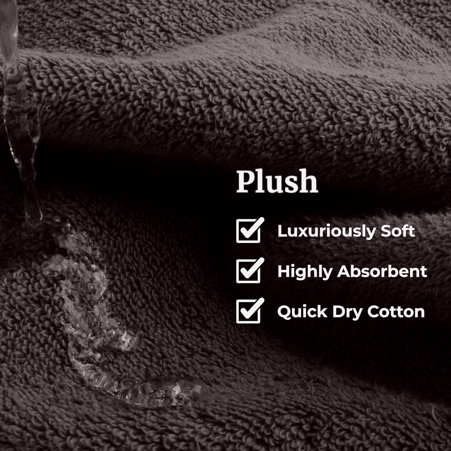 Lavish Home 6 Piece Bathroom Towels Set - 525GSM 100% Cotton Bathroom Essentials - 2 Bath Sheets, 2 Hand Towels, and 2 Wash Cloths for Bath, Shower, Gym, Spa, and Dorm Room (Charcoal)