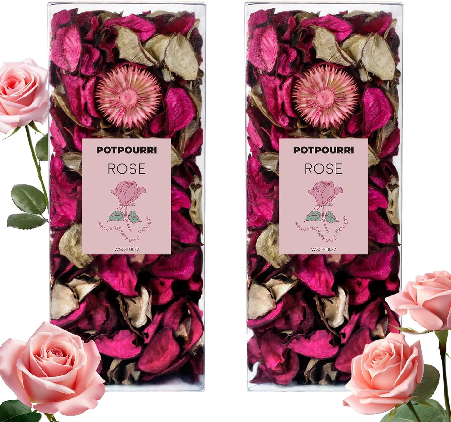 SCENTORINI Potpourri Bags, Summer Potpourri Vase Filler, 10.44 oz Rose Scented Bowl Fillers for Home Decor, Dried Flower for Coastal Bathroom Hotel Beach Vase Decor