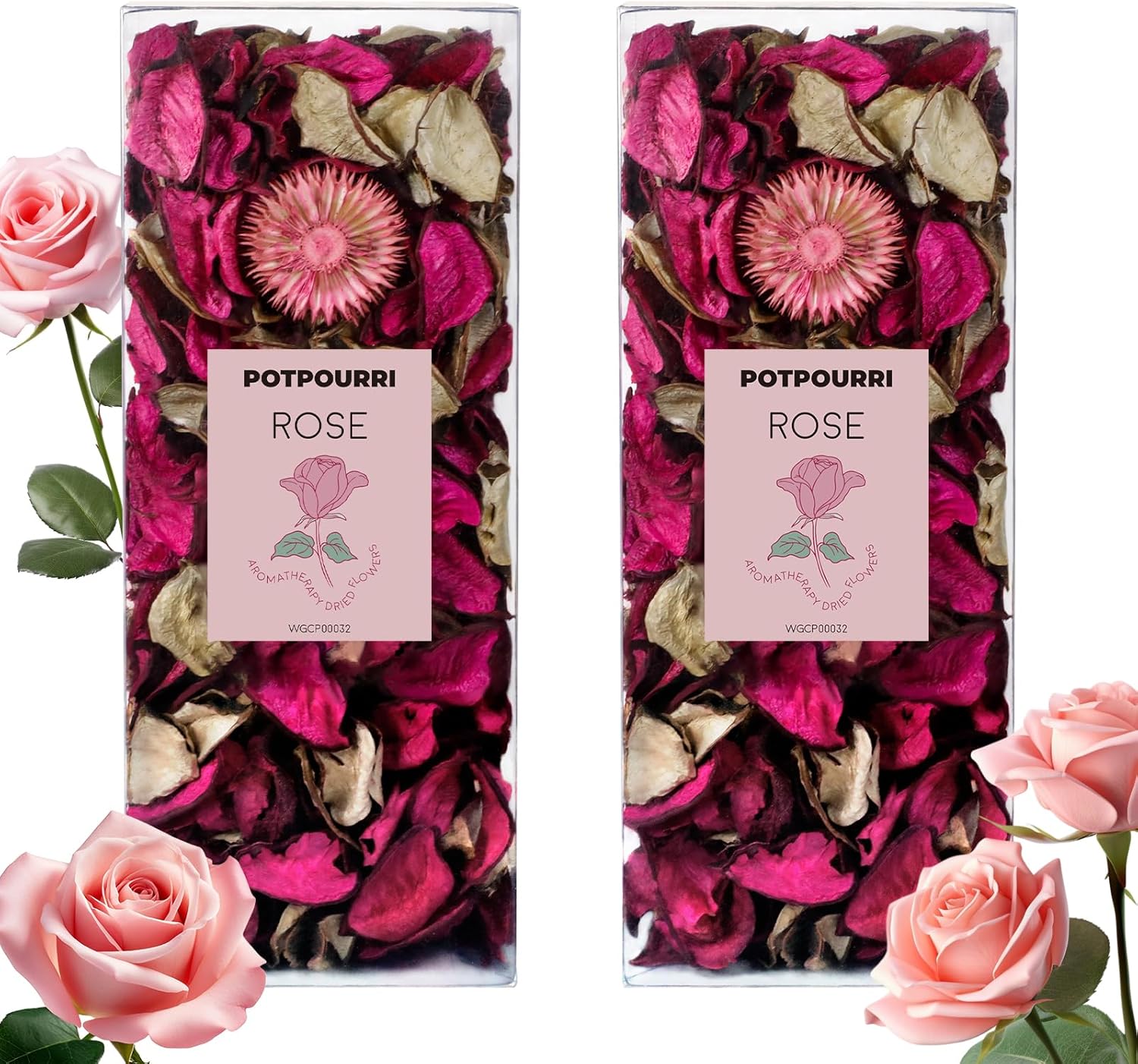SCENTORINI Potpourri Bags, Summer Potpourri Vase Filler, 10.44 oz Rose Scented Bowl Fillers for Home Decor, Dried Flower for Coastal Bathroom Hotel Beach Vase Decor
