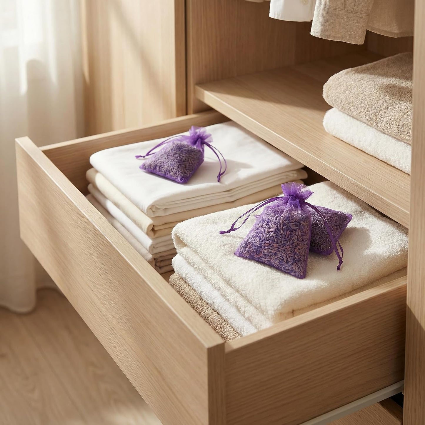 OLILLY - Premium Lavender Sachets from Provence France – 12 Natural Dried Lavender Bags – Luxury Linen & Closet Freshener – Long Lasting Lavender Fragrance – Elegant Organza Sachets