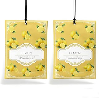 Lemon Sachets for Drawers and Closets - 2 Pack Long Lasting，Air Freshener Sachets Odor Eliminator Bags, Natural Fresh Scent for Wardrobe, Car & Home